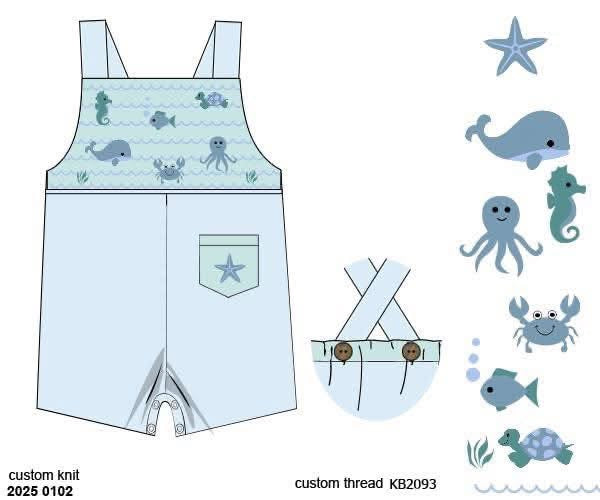 Pre Order 135: Riptide- Boys Smocked Knit Shortall