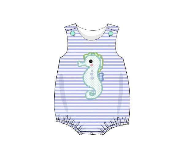 Pre Order 135: OG Seahorse- Boys Applique Bubble