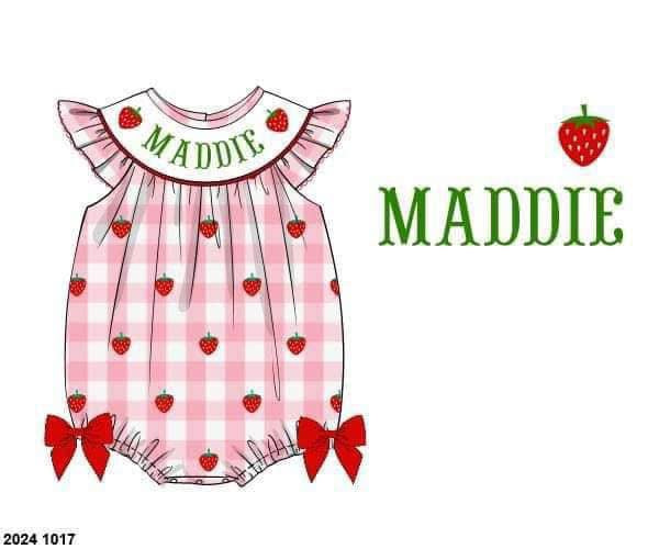 Pre Order 135: Girls Only- Berry Sweet Name Smock Bubble