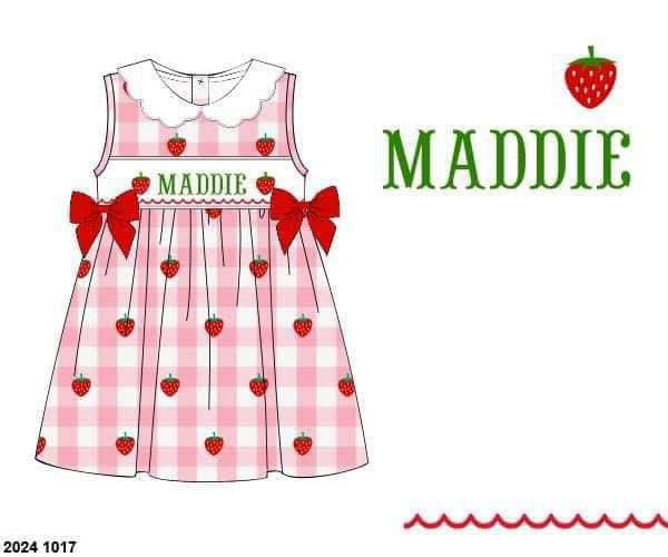 Pre Order 135: Girls Only- Berry Sweet Name Smock Dress