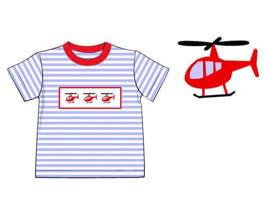 Pre Order 135: Boys Only- Smocked Helicopter Shirt