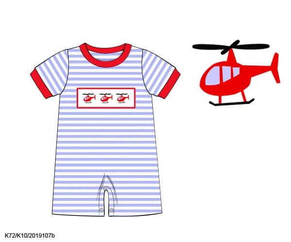 Pre Order 135: Boys Only- Smocked Helicopter Romper
