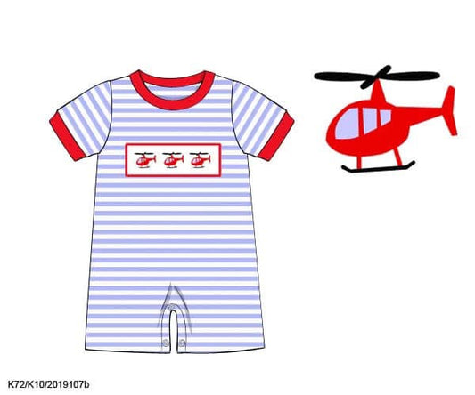 Pre Order 135: Boys Only- Smocked Helicopter Romper