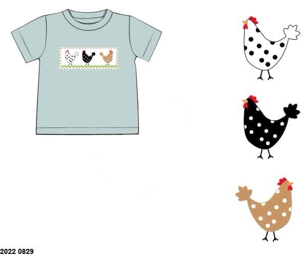 Pre Order 135: Boys Only- Smocked Chicken Shirt
