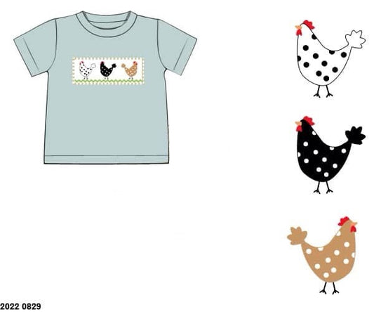 Pre Order 135: Boys Only- Smocked Chicken Shirt