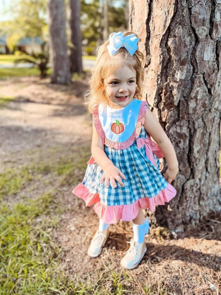 RTS: Linen Pumpkins- Girls Woven Dress