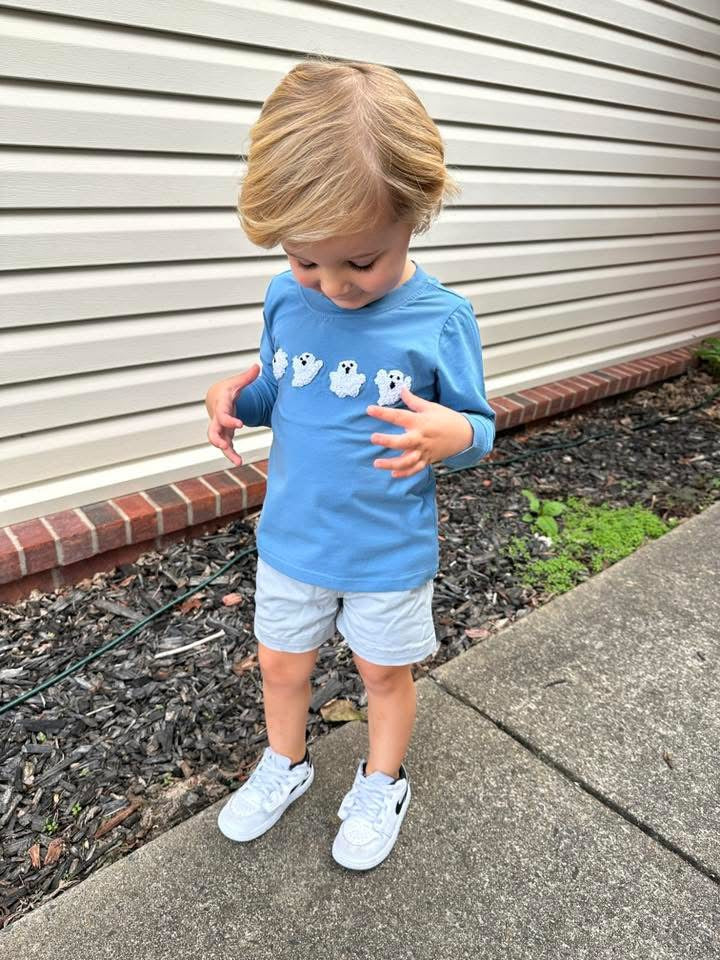 RTS: Halloween Shirt Only- Boys French Knot Ghosts