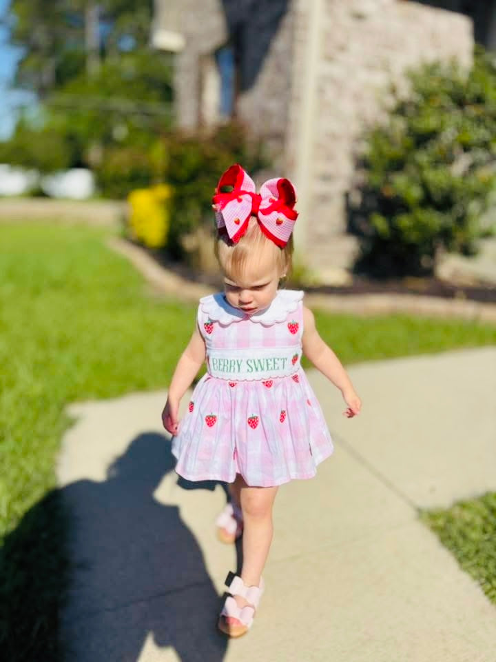 Pre Order 135: Girls Only- Berry Sweet Name Smock Bloomer Set