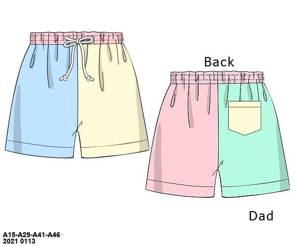 RTS: Sellers Color Block- Boys/Dad Woven Traditional Swim Trunks