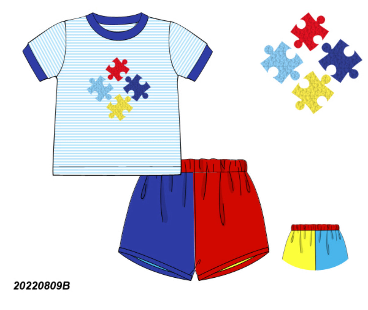 Customer Choice Pre Order 1: Boys Autism Awareness Shortie Set
