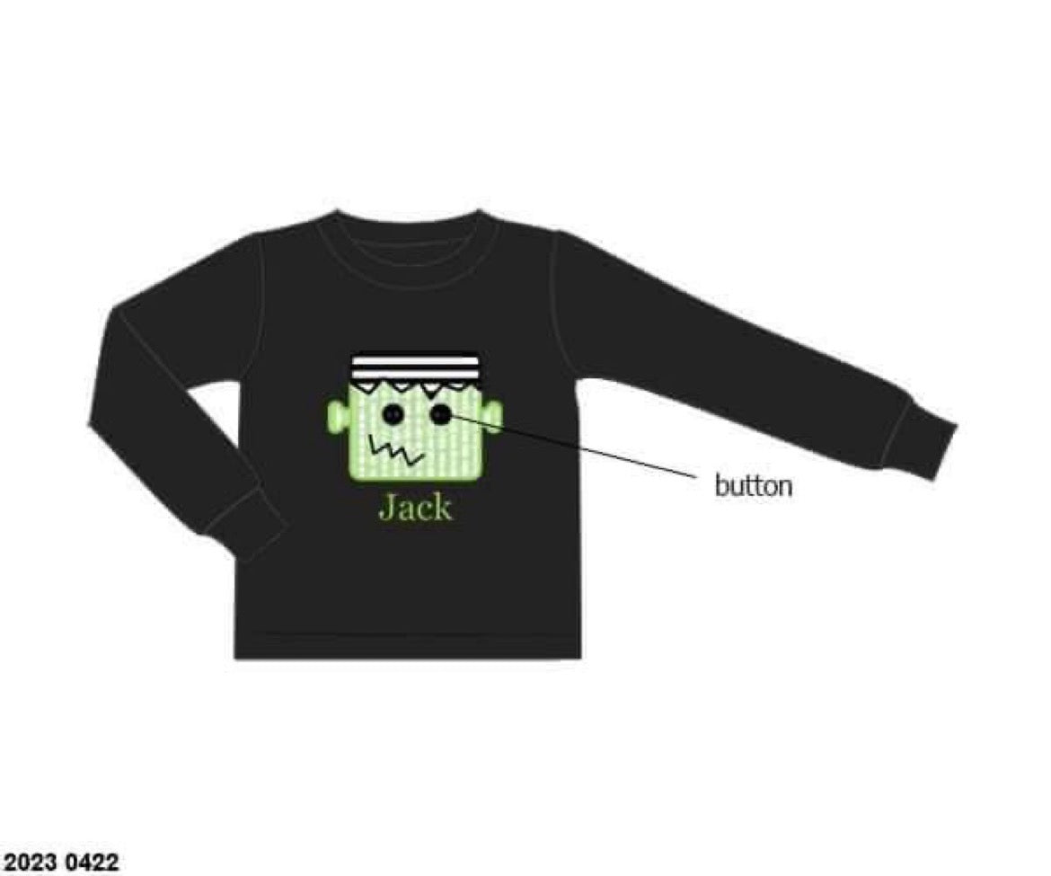 RTS: Halloween Shirt Only- Boys Seersucker Frank (No Monogram)