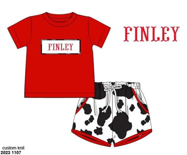 Customer Choice Pre Order 1: Boys Cow Print Knit Shortie Set