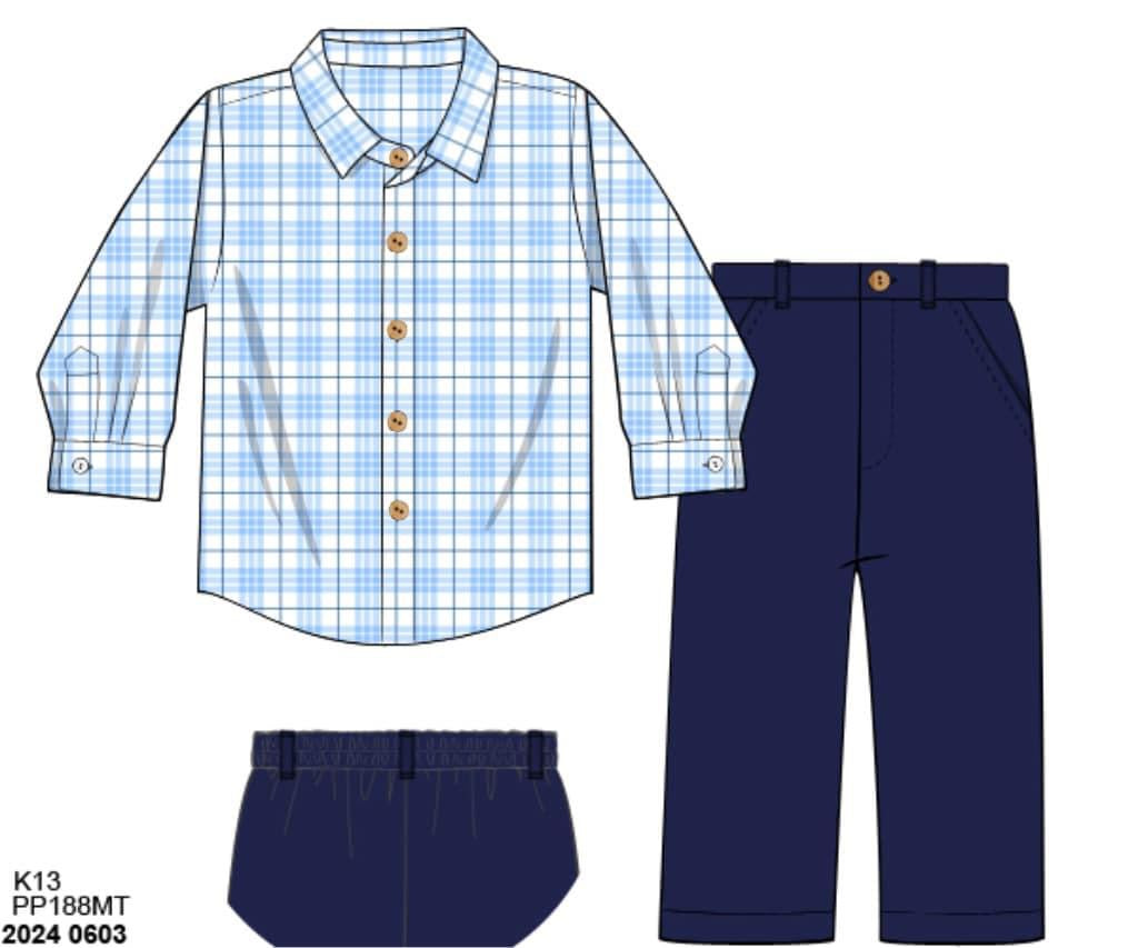 RTS: Winter Eloise- Boys Woven Pant Set