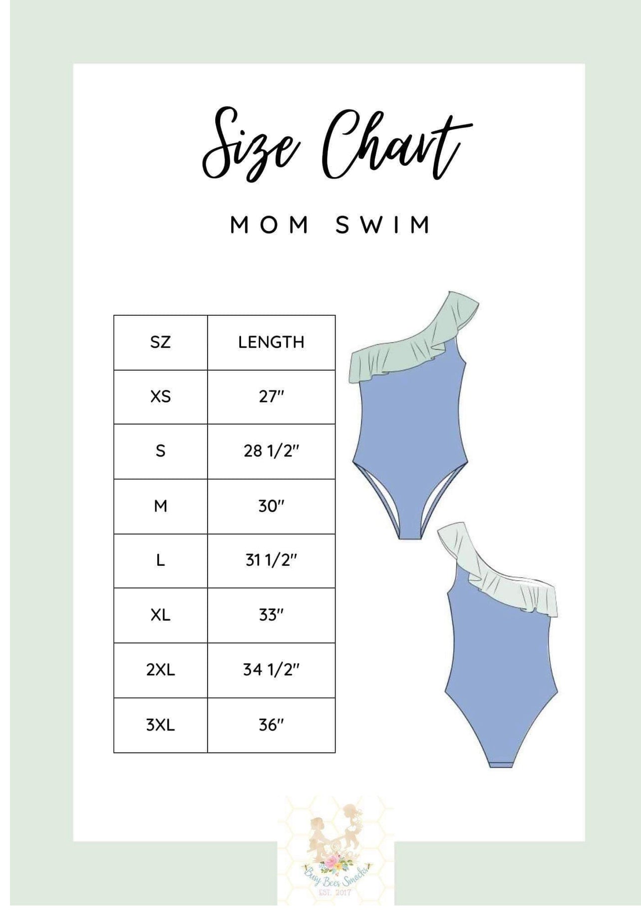 Mom 1pc Swim Size Chart