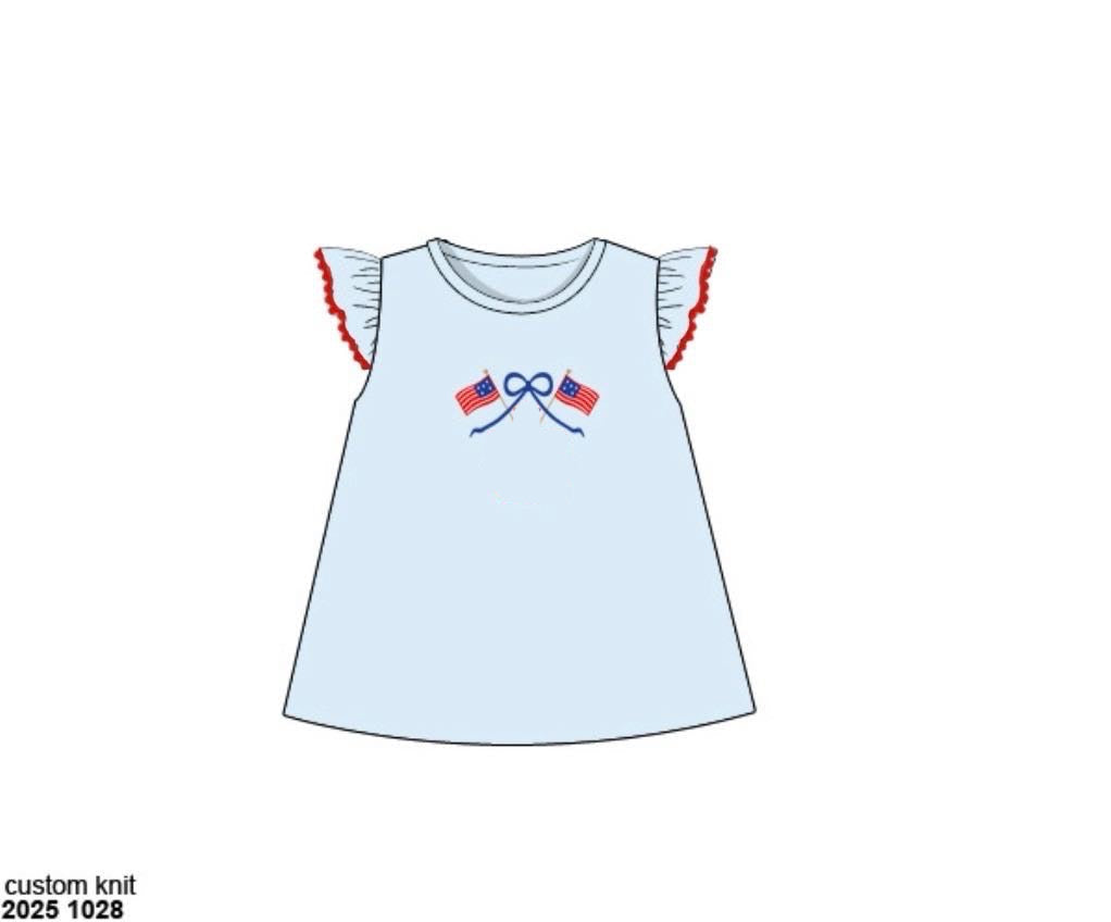 RTS: RWB Shirt Only- Girls Patriotic Crest Shirt