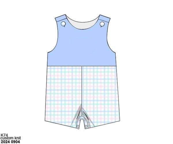 RTS: Prescott Petals & Plaid- Boys Knit Angled Shortall
