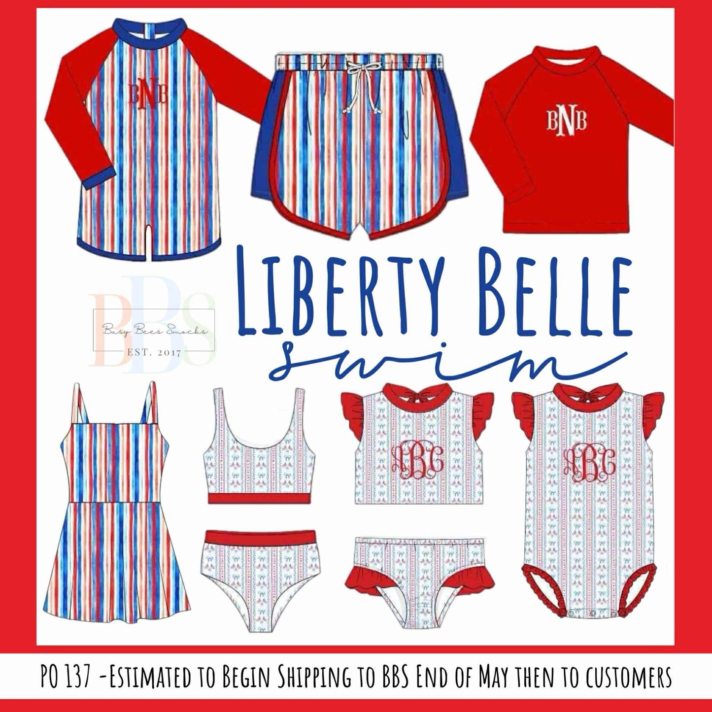 RTS: Liberty Belle- Girls 1pc Rash Guard Swim (No Monogram)
