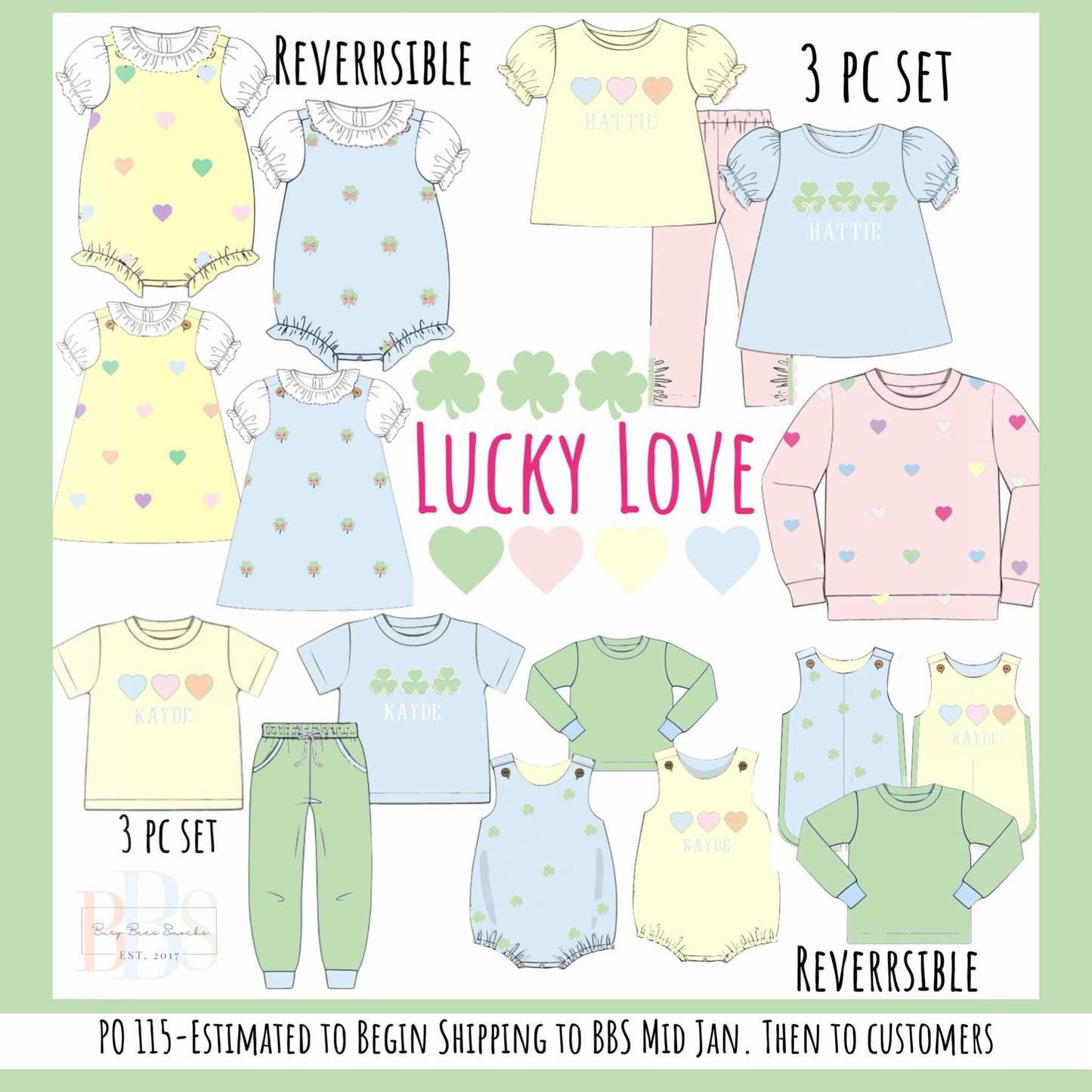 RTS: Lucky Love- Girls Knit 3pc Legging Set