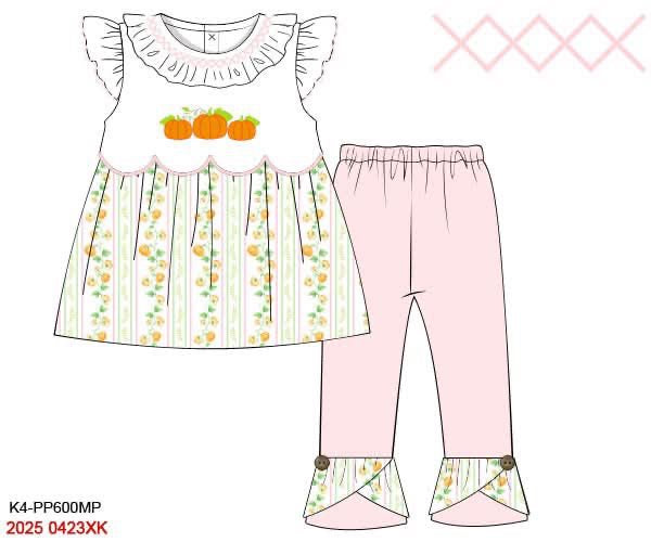 RTS: Pumpkin Patch- Girls Knit Pant Set
