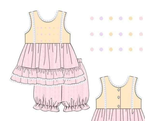 RTS: Girls Only- Linen Bubble Short Set