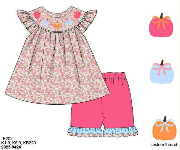 Pre Order 141: Remy's Pumpkins- Girls Biker Short Set