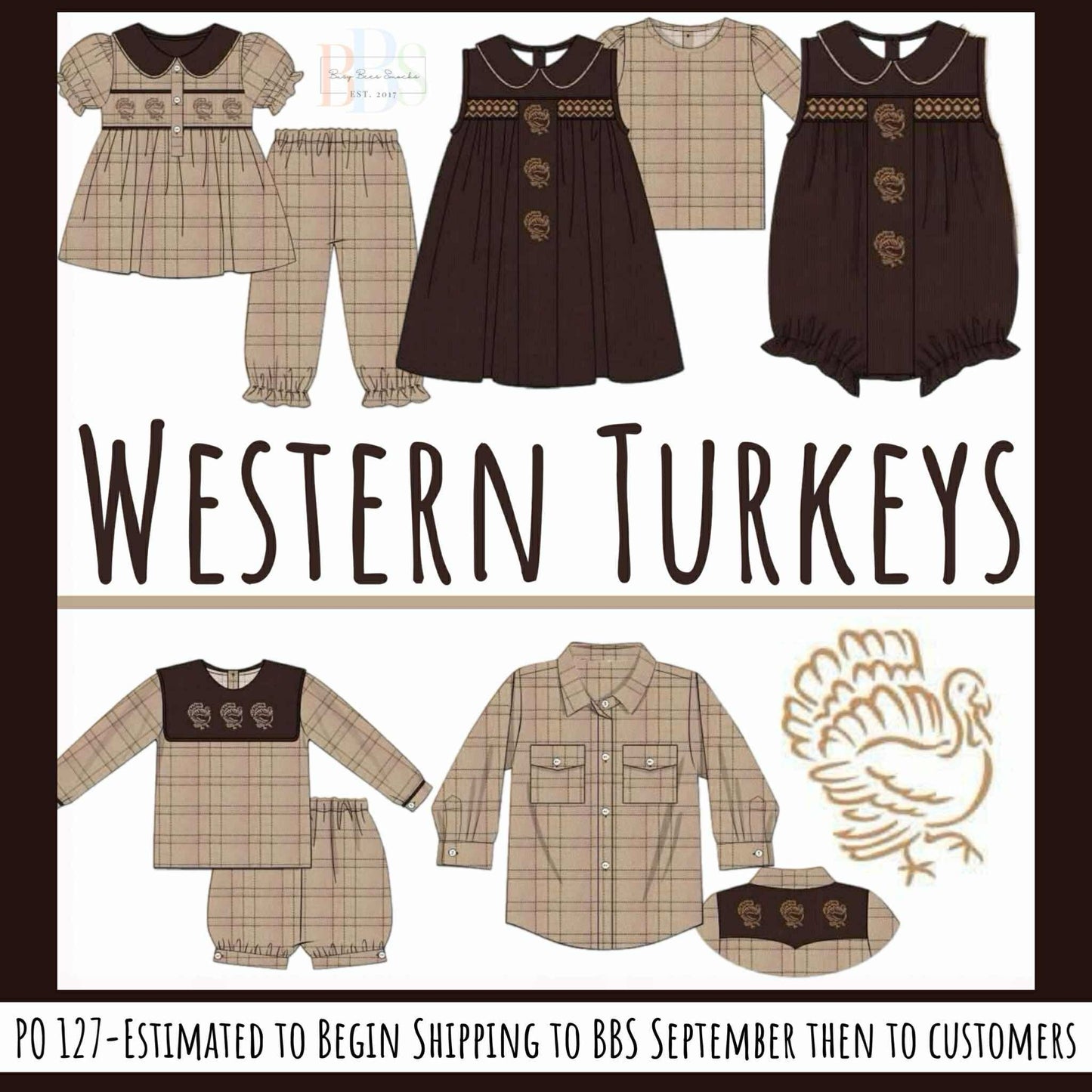 RTS: Western Turkeys- Girls 2pc Corduroy Dress