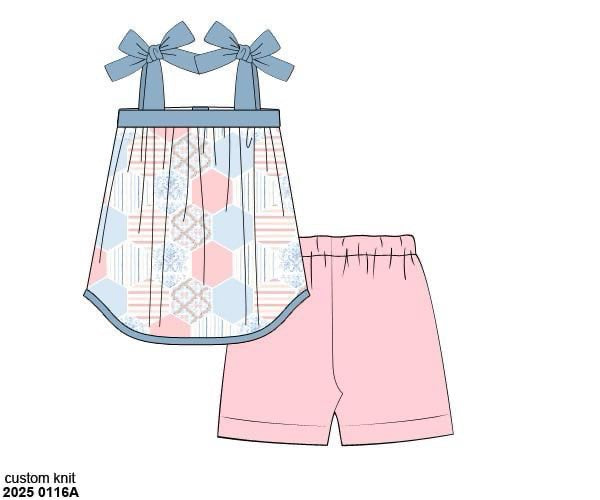 RTS: Palmer Patches- Girls Knit Biker Short Set