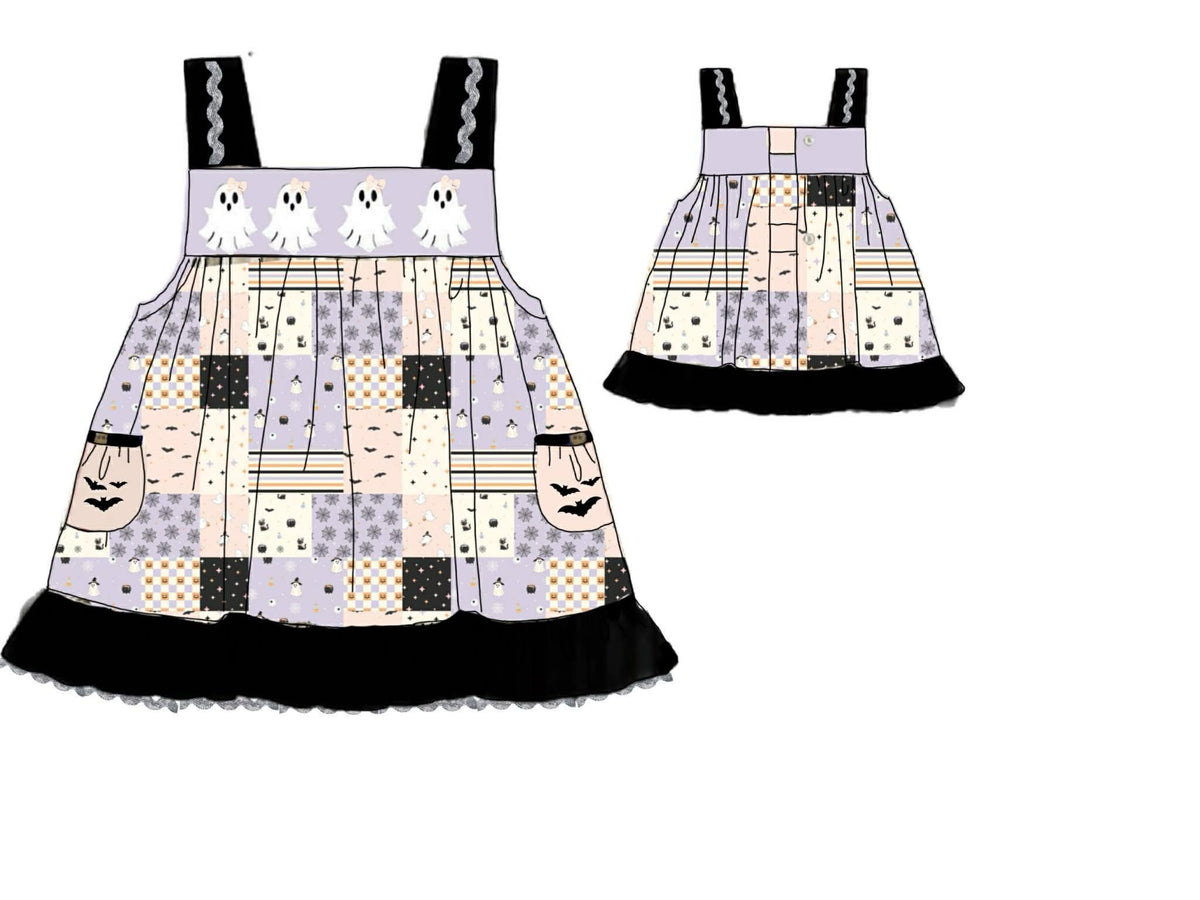 RTS: Spooky Patchwork- Girls Knit Shirt