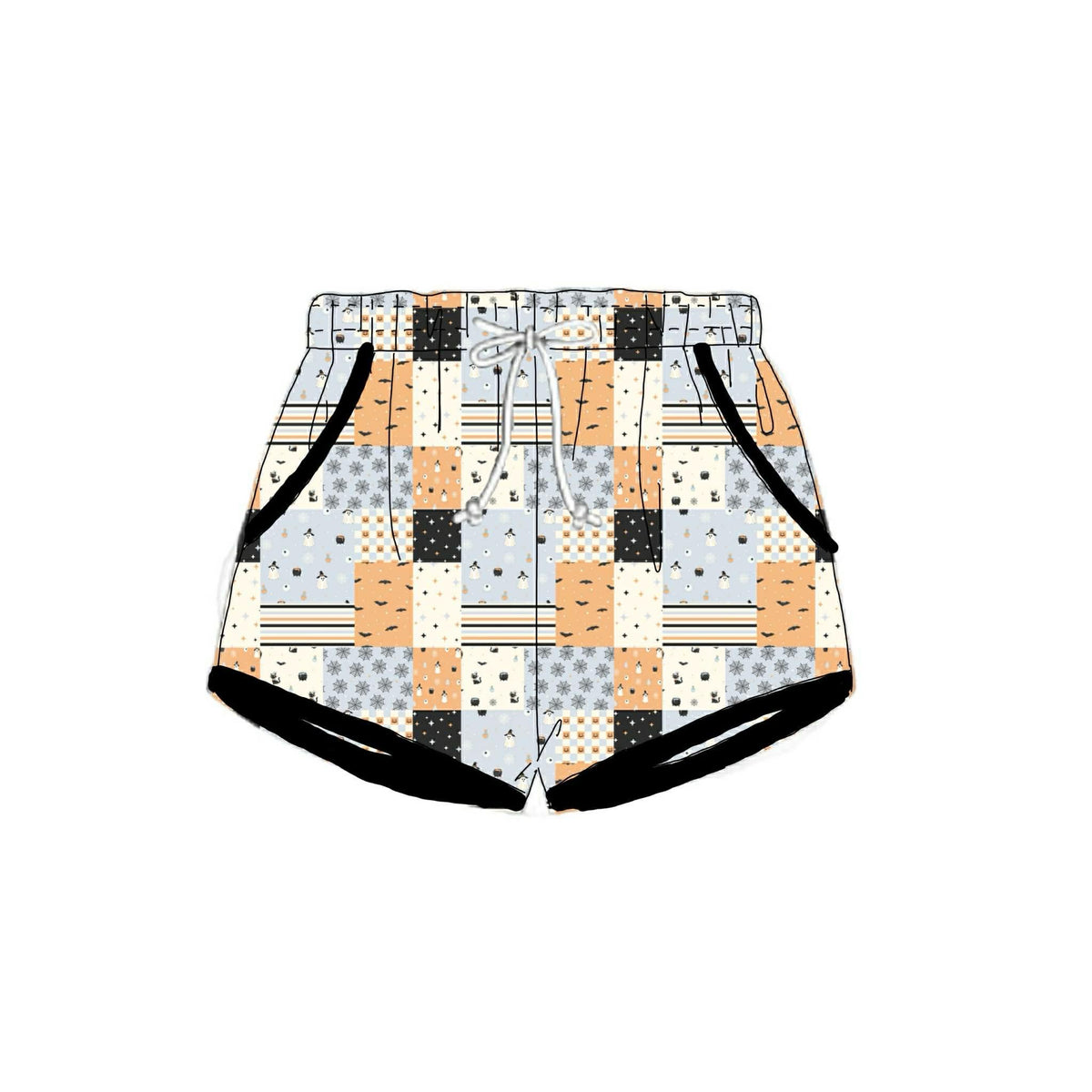 RTS: Spooky Patchwork- Boys Knit Shorties