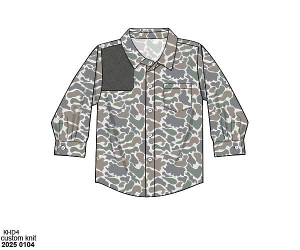 RTS: Causey Camo & Fall Patchwork- Dad/Mini Camo Woven Button Up