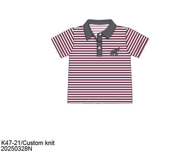 RTS: Parker Polos- Gray & Crimson Stripe Dad/Mini Knit Polo