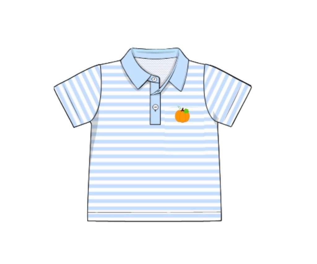 RTS: Connor's Smocked Pumpkins- Boys Embroidered Knit Polo