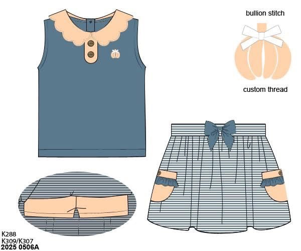 RTS: Bullion Pumpkins- Girls Knit Skort Set