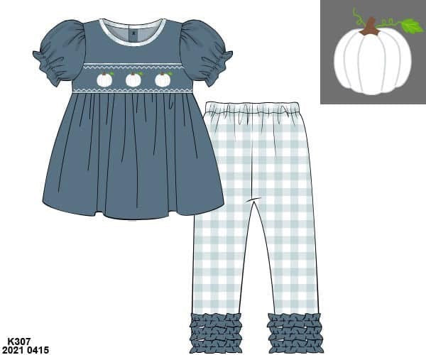 RTS: White Pumpkins- Girls Knit Legging Set