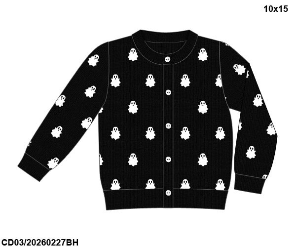 RTS: Halloween Layers- Unisex Black Ghost Cardigan