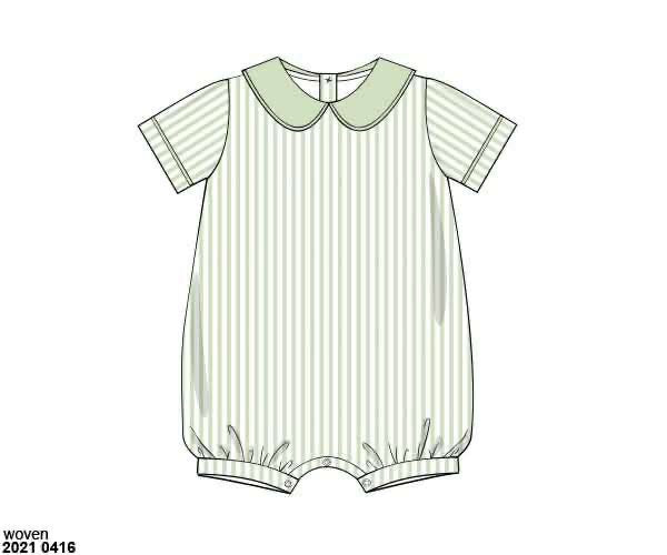Pre Order 133: Russell Roses & Stripes- Boys Woven Bubble Romper