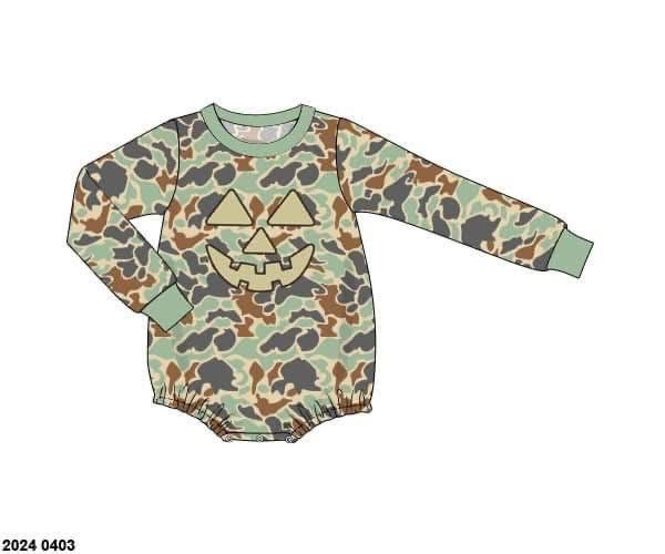 RTS: Camo Pumpkin- Boys Camo Long Sleeve Knit Bubble