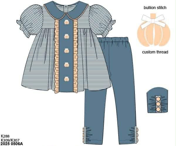 RTS: Bullion Pumpkins- Girls Knit Legging Set