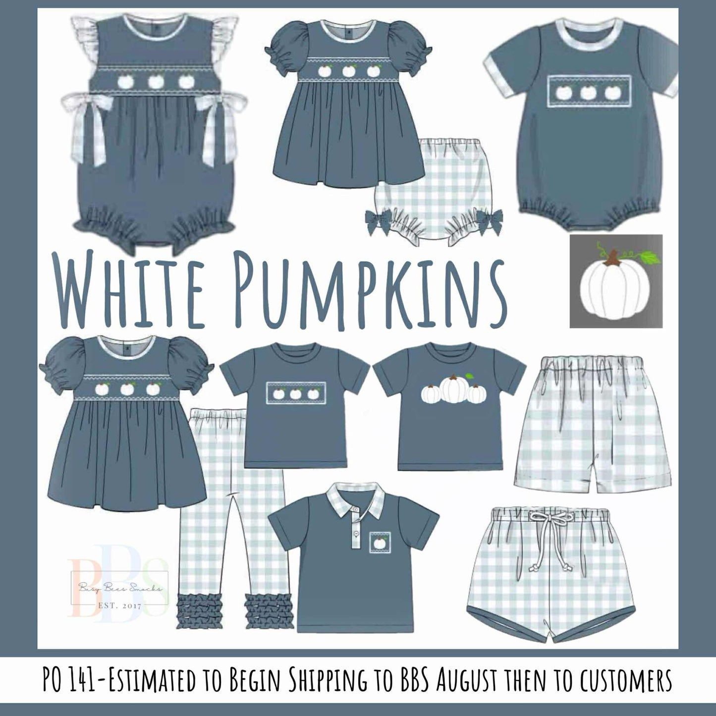 Pre Order 141: White Pumpkins- Boys Appliqué Shirt