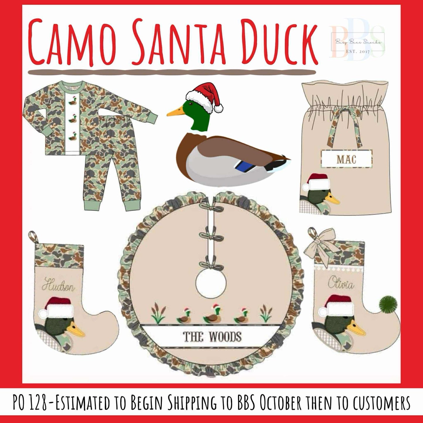 RTS: Camo Santa Duck- Boys Appliqué Stocking