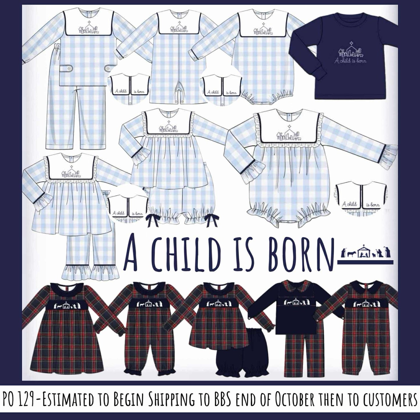 RTS: A Child is Born- Girls Embroidered Bubble Short Set