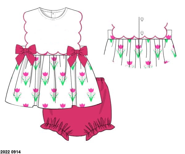 RTS: Girls Only- Tessa's Tulips Knit Bloomer Set