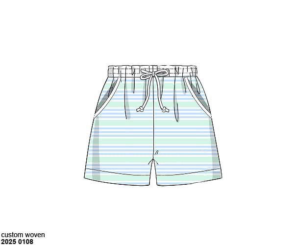 RTS: Blakely Blooms & Collin Stripes- Mini Woven Traditional Swim Shorts