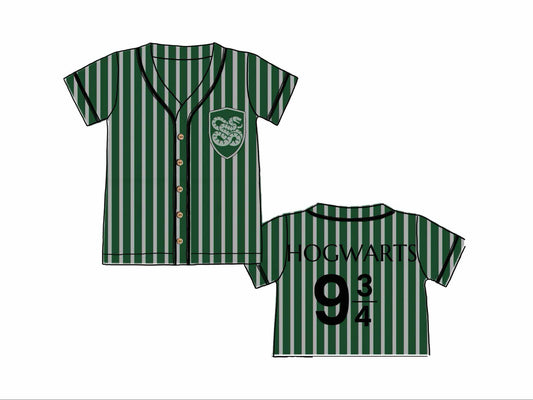 RTS: Halloween Jerseys- Green & Gray Stripe Adult/Mini Wizard Jersey