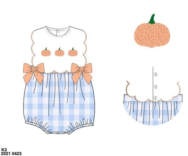 RTS: French Knot Pumpkins- Girls Woven Bubble
