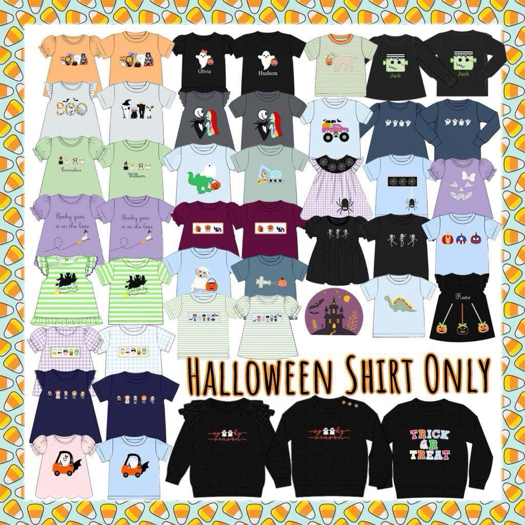 Pre Order 126: Halloween Shirt Only- Boys Hero Pumpkins