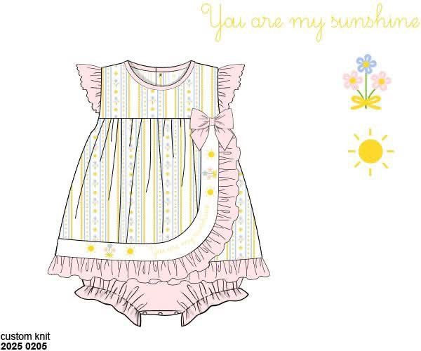 RTS: You Are My Sunshine- Girls Knit Bubble