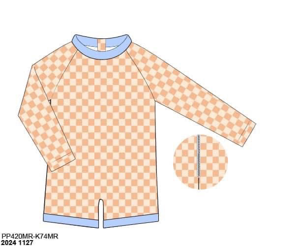RTS: Capri Floral & Check- Boys 1pc Rash Guard Swim