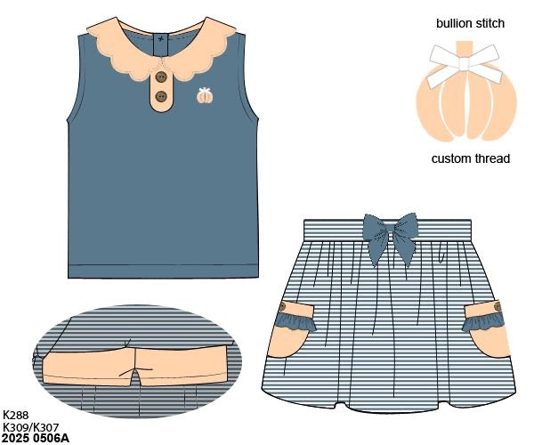 RTS: Bullion Pumpkins- Girls Knit Skort Set
