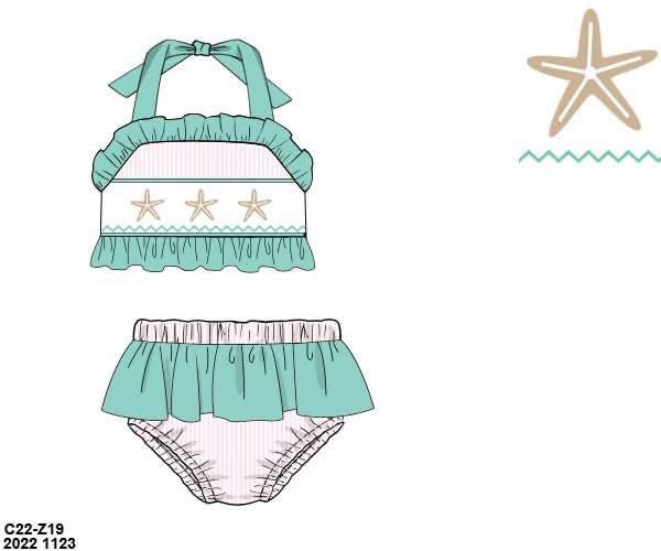 RTS: Sellers Starfish- Girls 2pc Smocked Swim